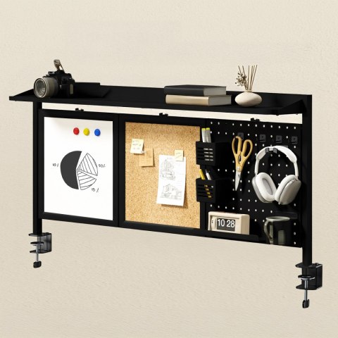 Przegroda biurkowa / organizer Ergo Office, max. obciążenie 10kg, biała i korkowa tablica, szerokość 1250mm, czarna,ER-300 B