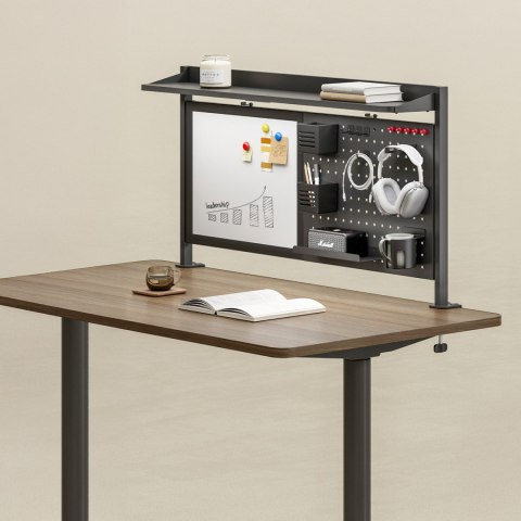 Przegroda biurkowa / organizer Ergo Office, max. obciążenie 10kg, biała tablica, szerokość 1116mm, czarna, ER-301 B