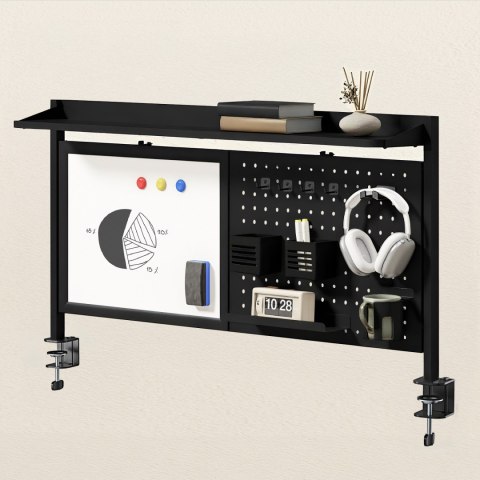 Przegroda biurkowa / organizer Ergo Office, max. obciążenie 10kg, biała tablica, szerokość 1116mm, czarna, ER-301 B