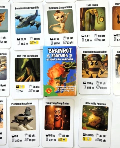 Gra rodzinna gra karciana brainrot - zadymka (crocodillo, tralalero, tsung tsung i inni)