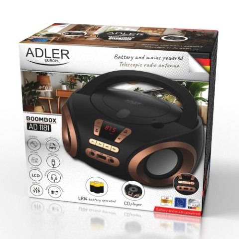 AD 1181 black copper Radio boombox cd-mp3 | usb | fm radio | aux | gniazdo słuchawkowe