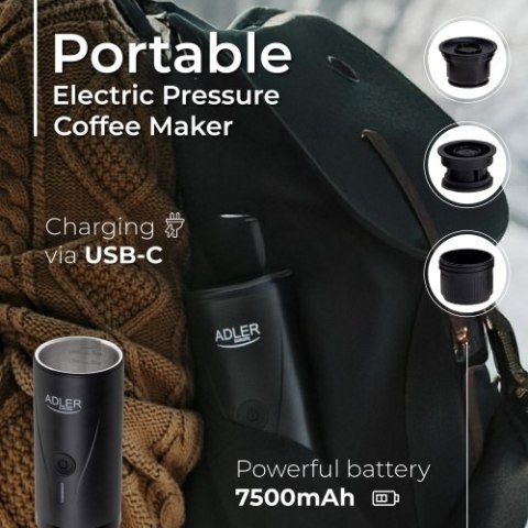 AD 4400 Ekspres przenośny do kawy | bateriia 7500mah | ciśnienie 20 bar | zasilanie usb