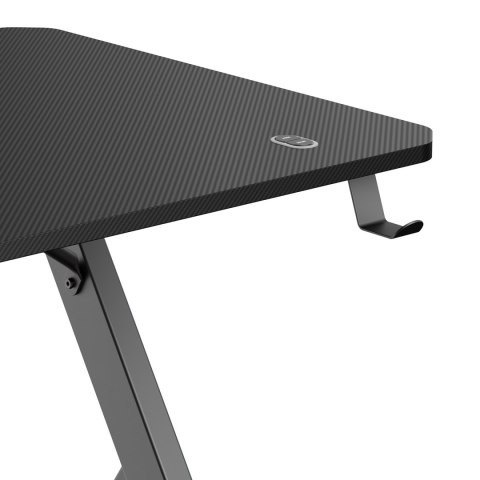 Biurko gamingowe NanoRS, czarne z uchwytem na słuchawki i kubek, podświetlenie RGB, max. 75kg, wymiary 1200x600x750mm, RS102