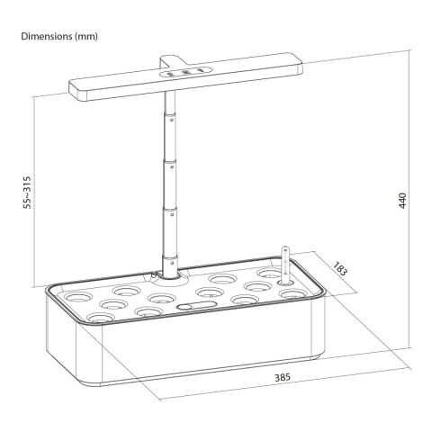 Inteligentny System wewnętrznej uprawy roślin GreenBlue, doniczka SMART, pojemność 4L, 220-240V AC 50/60Hz 0.4A GB133