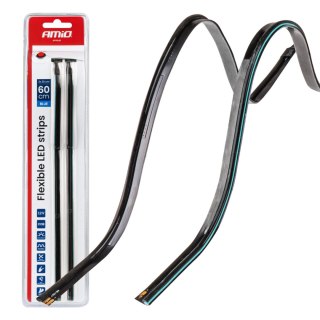 Paski led do samochodu boczne niebieskie 2x30cm 12v amio-04578