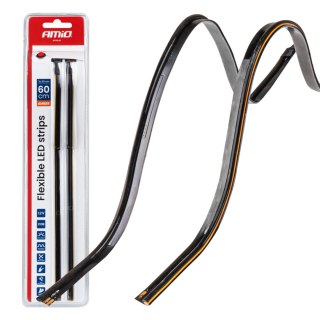 Paski led do samochodu boczne pomarańczowe 2x30cm 12v amio-04574