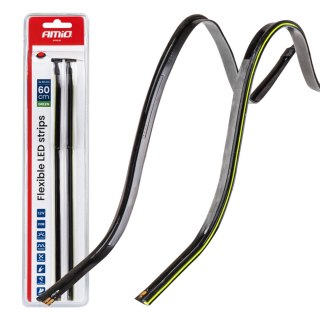 Paski led do samochodu boczne zielone 2x30cm 12v amio-04577