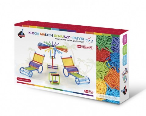 Klocki patyczki 360 elementów w pudełku