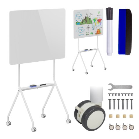 Mobilna tablica suchościeralna Ergo Office, orientacja pozioma, biała, jednostronna, z półką, wymiary tablicy 1190x790mm, ER-306