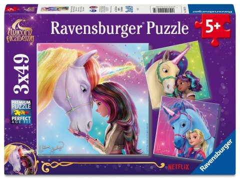 Puzzle 3x49 elementów akademia jednorożców unicorn academy