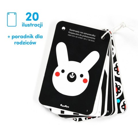 Książeczka kontrasty na sznureczku 0m+