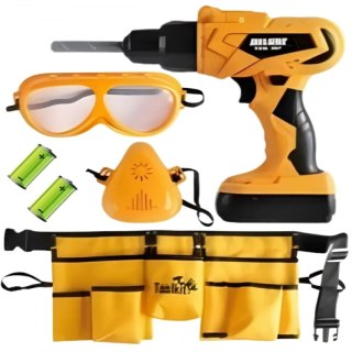 WOOPIE Zestaw Narzędzi Małego Majsterkowicza Gogle Wkrętarka Pas Na Narzędzia 16el.