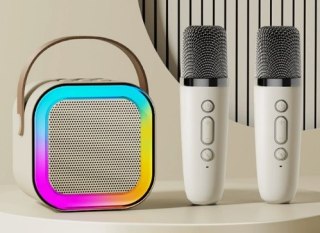 ZS55 Zestaw karaoke bluetooth głośnik + 2x mikrofon biały