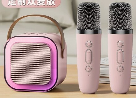 ZS55A Zestaw karaoke bluetooth głośnik + 2x mikrofon różowy