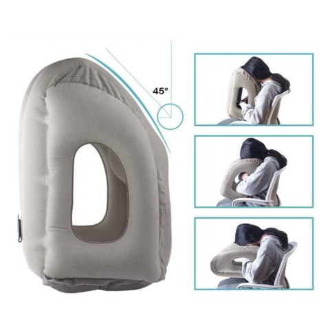 DA413 Pompowana poduszka podróżna szara serce