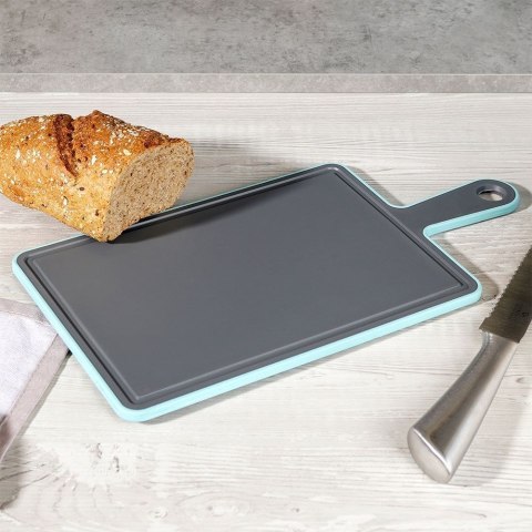 Deska kuchenna szara do krojenia plastikowa z rączką 36,5x19 cm