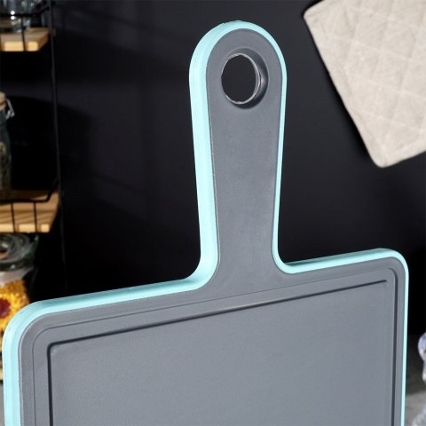 Deska kuchenna szara do krojenia plastikowa z rączką 36,5x19 cm