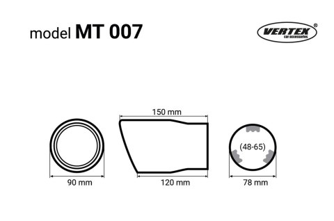 Końcówka tłumika wydechu stal nierdzewna mt 007 chrom amio-01307