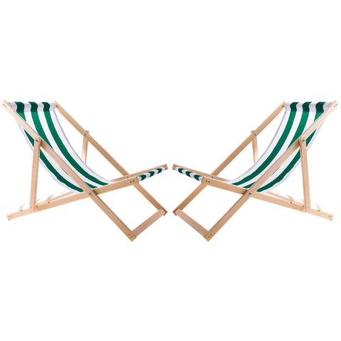 Zestaw 2 lezaków zielone pasy, zmontowany, Woodok