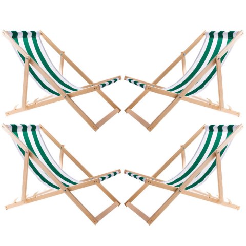 Zestaw czterech leżaków zielony pas, Woodok, zmontowany