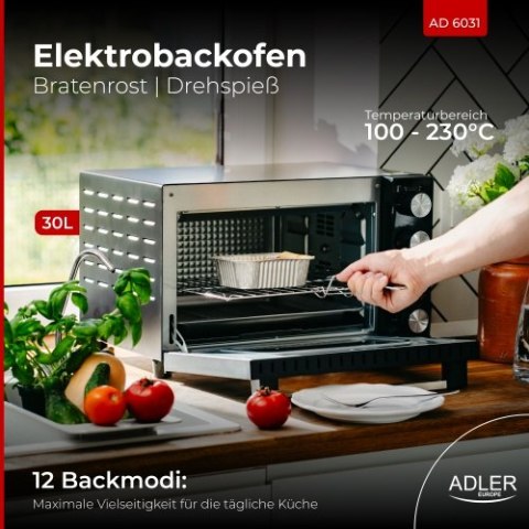 AD 6031 Piekarnik elektryczny 30l | ruszt do pieczenia | rożen
