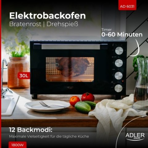 AD 6031 Piekarnik elektryczny 30l | ruszt do pieczenia | rożen