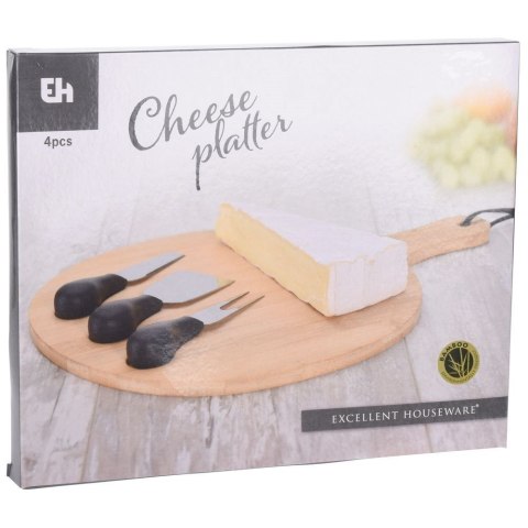 Deska do krojenia bambusowa do serwowania serów sera z nożami
