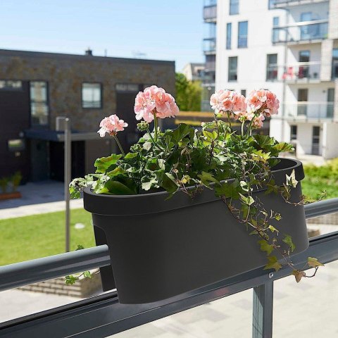 Doniczka na balustradę / skrzynka na rośliny zawieszana balkonowa czarna 59 cm