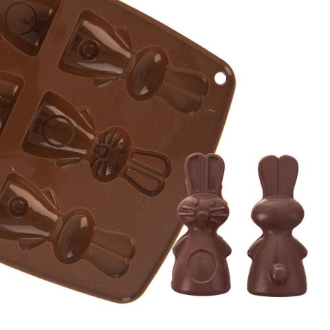 Forma do ciastek i pralin silikonowa brązowa zajączek