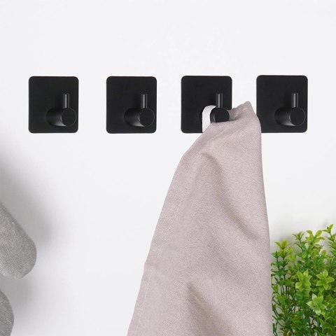 Haczyk wieszak samoprzylepny stalowy czarny 4 szt.
