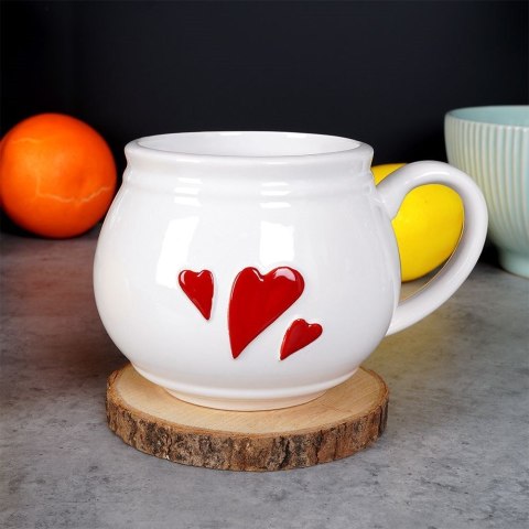 Kubek ceramiczny biały serce 430 ml